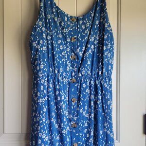 Pretty Blue Floral Summer Dress Womens L Hayden LA brand